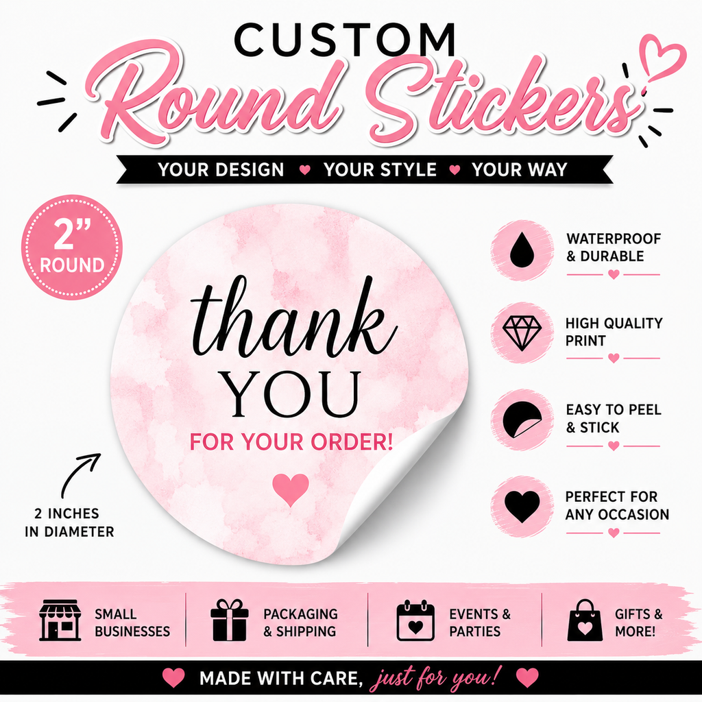 ✨ 2" Premium Custom Round Stickers,Waterproof option